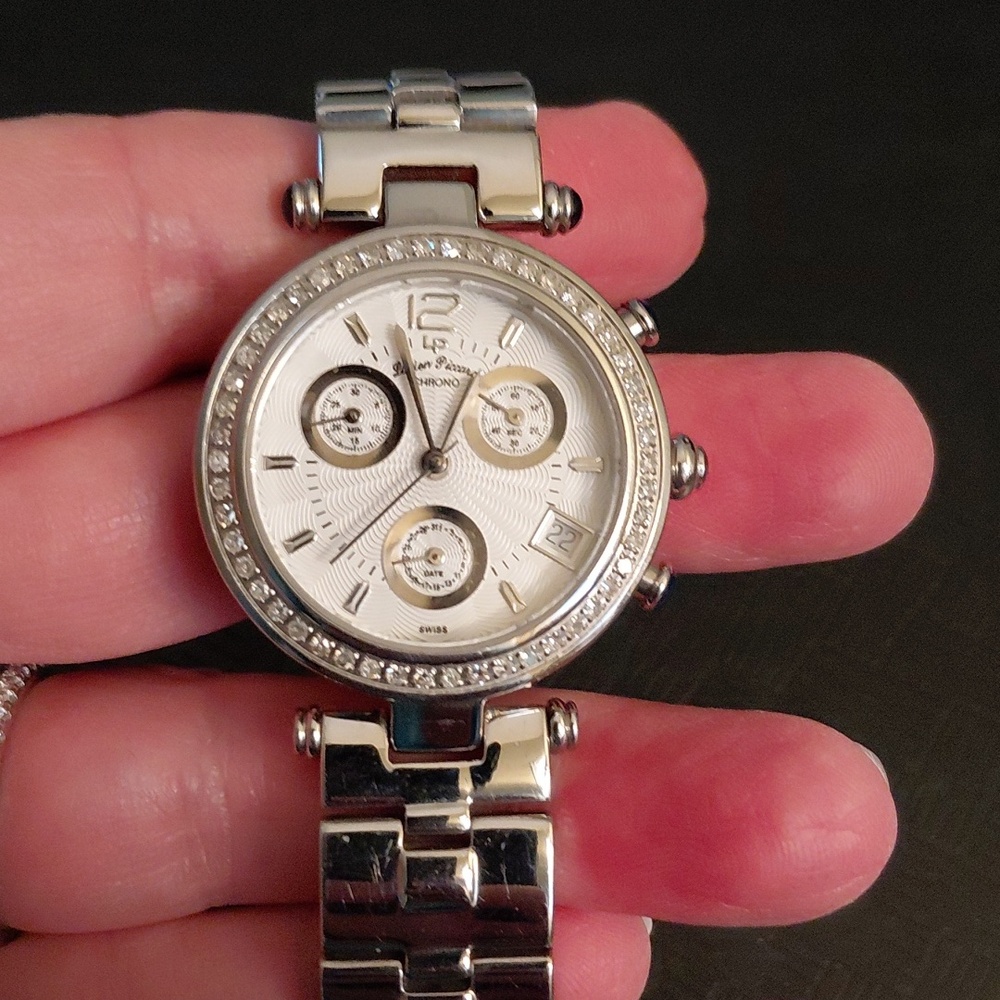 LUCIEN PICCARD Women's Stainless Steel and Diamond Chronograph Watch